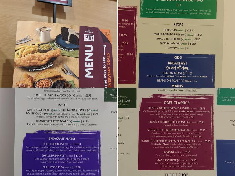 Morrisons Cafe Menu