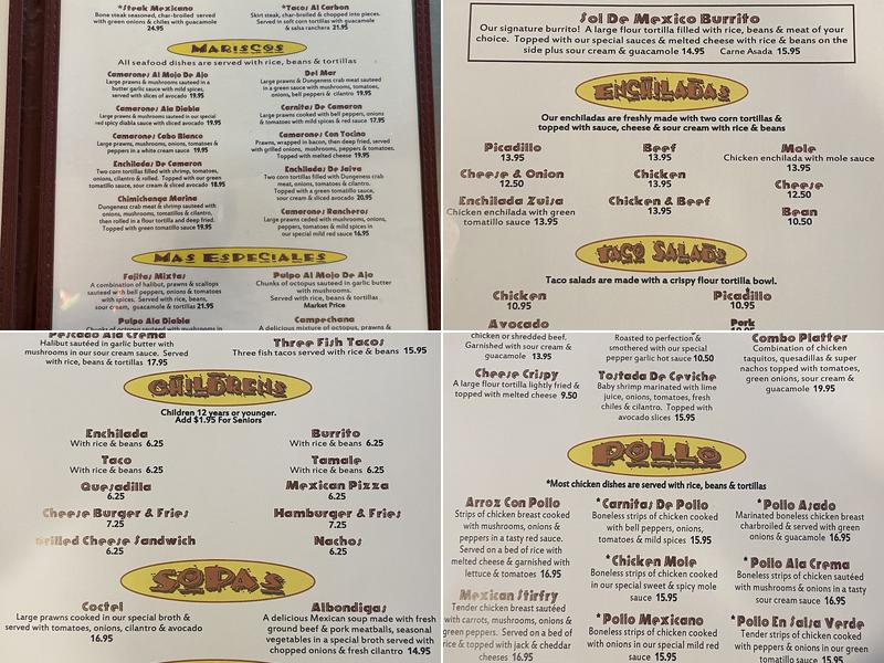 Sol De Mexico Menu