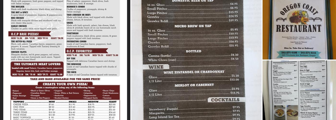 Oregon Coast Pizzeria Menu
