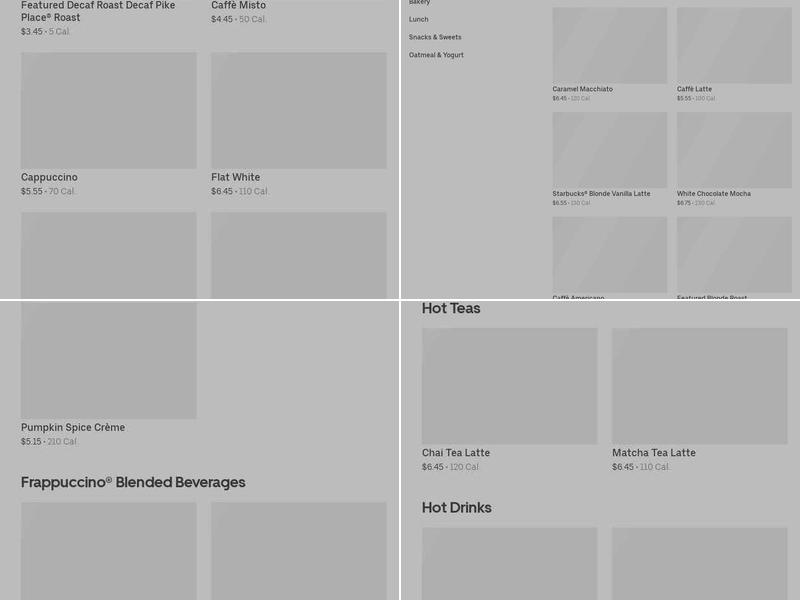 Starbucks Coffee Company Menu