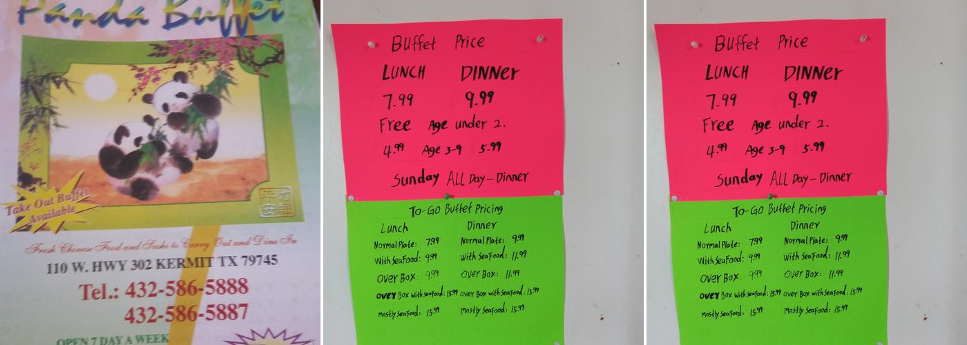 Panda Buffet Menu