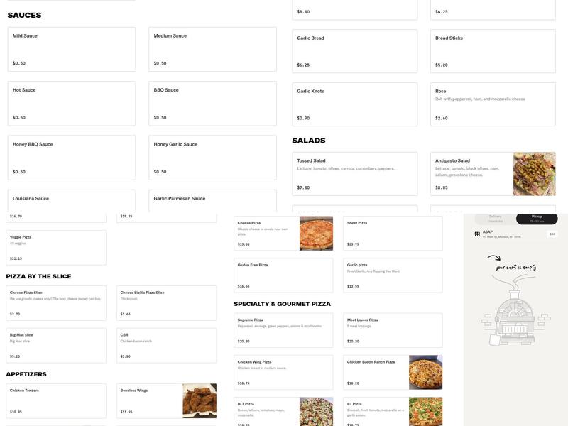 New York Pizzeria Menu