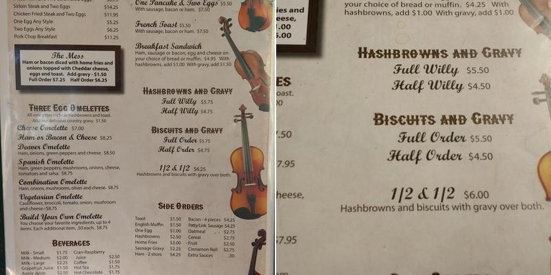Homestead Cafe Menu