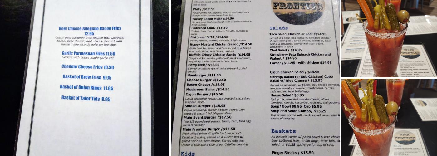 Frontier restuarant & saloon Menu