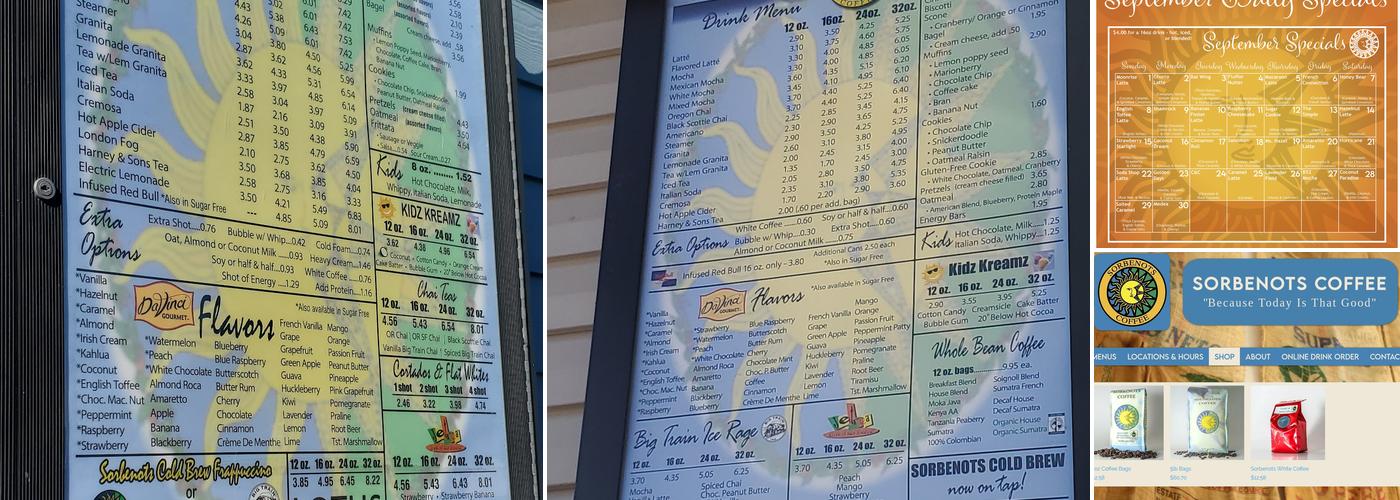 Sorbenots Coffee Menu