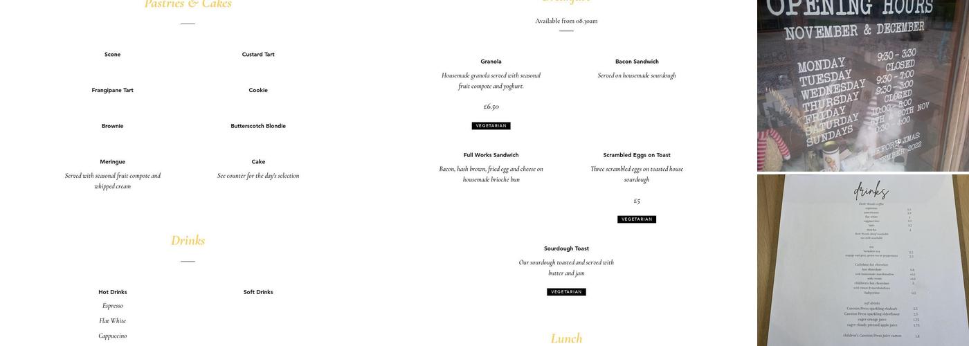 The Leys Bakery & Café Menu