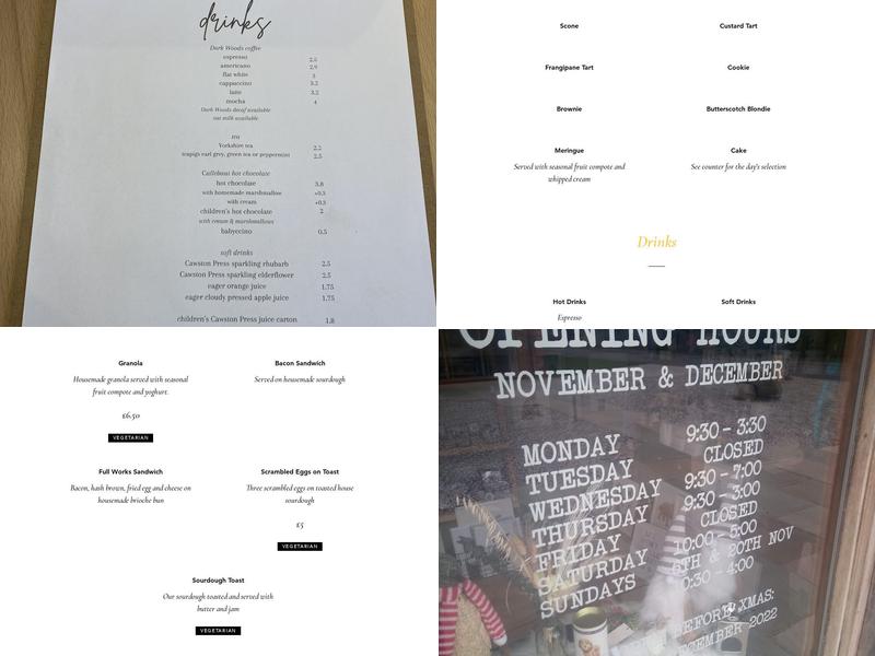 The Leys Bakery & Café Menu