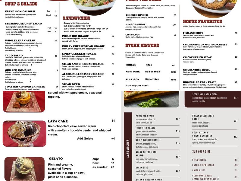 Steakhouse at Cove Menu