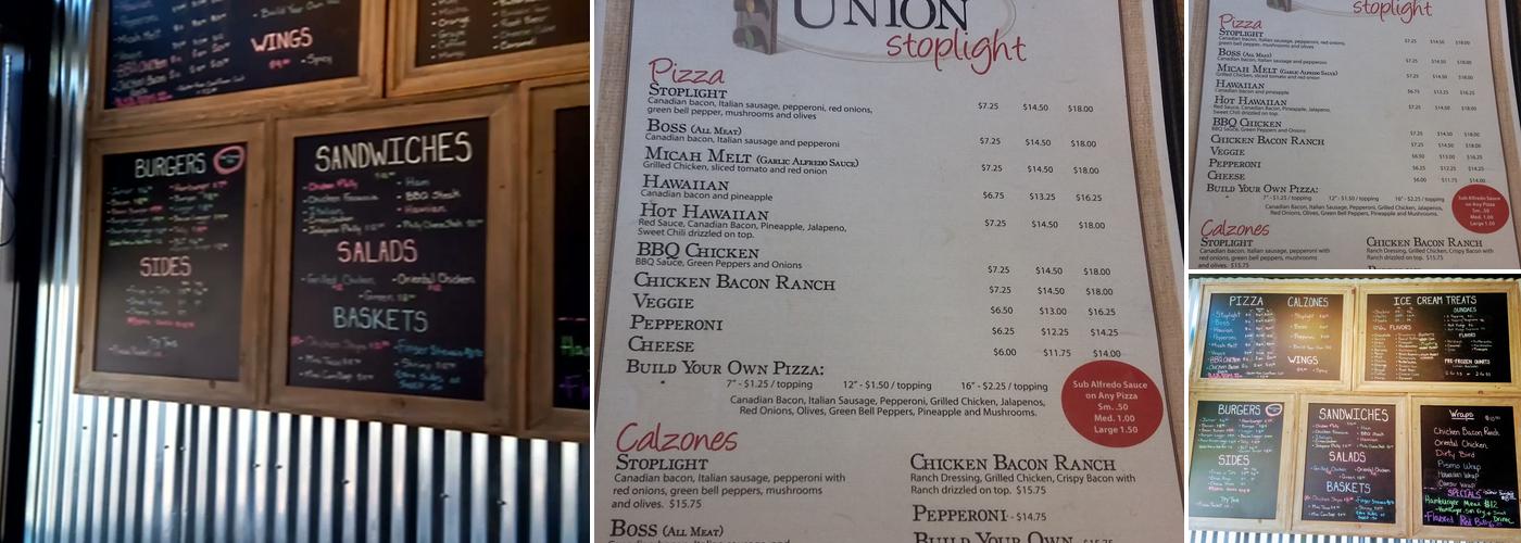 Union Stoplight Menu