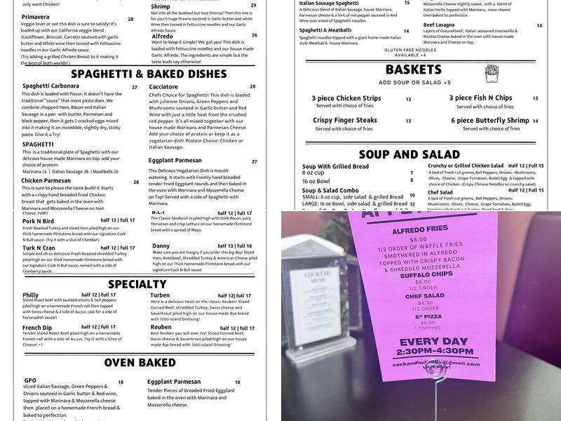 Cock & Bull Villa Roma Menu