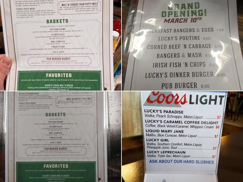 Lucky's Pub & Eatery Menu