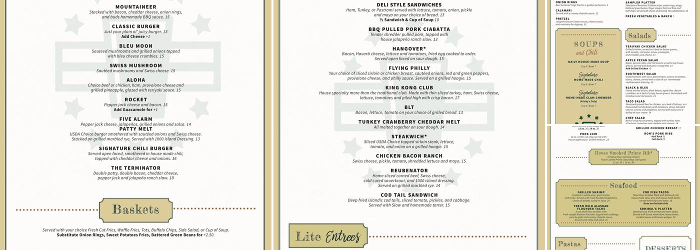 Bud Jackson’s Eatery & Taps Menu