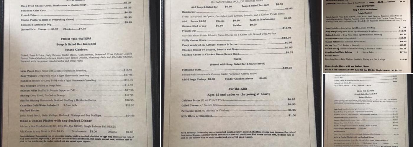 MJ's Supper Club Menu