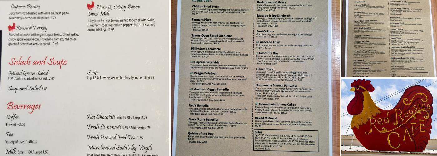 Red Rooster Cafe Menu