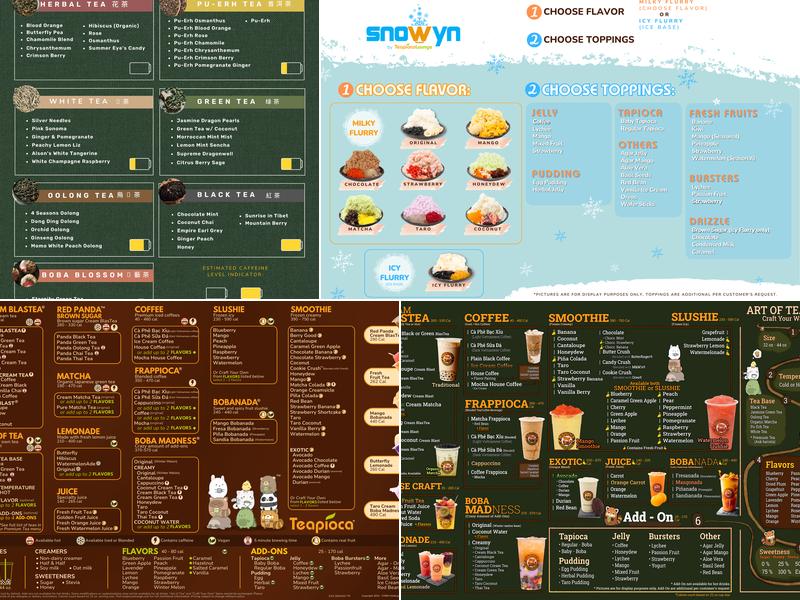 Teapioca Lounge Menu