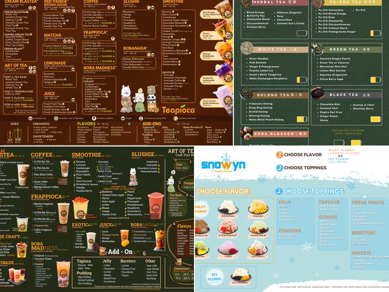 Teapioca Lounge Menu