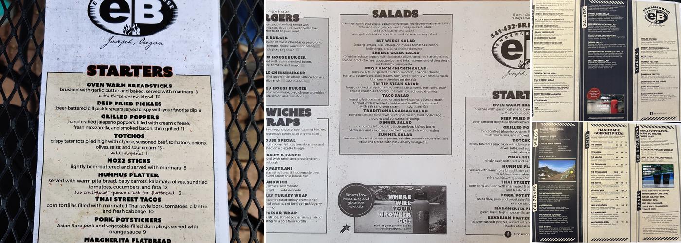 Embers Brewhouse Menu