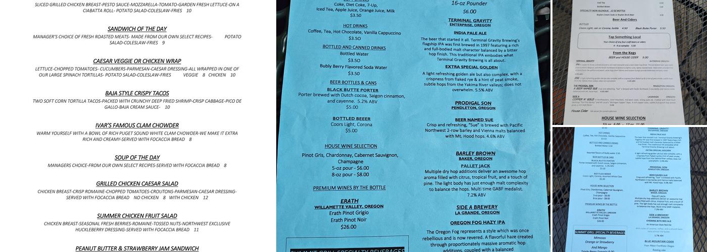 Summit Grill Menu