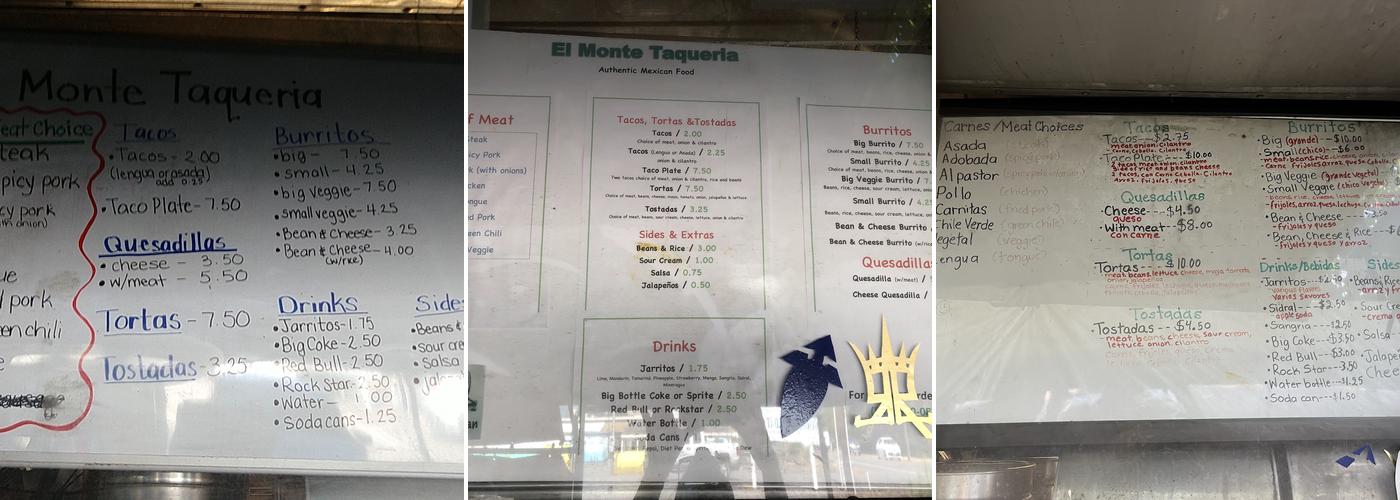 El Monte Taqueria Menu