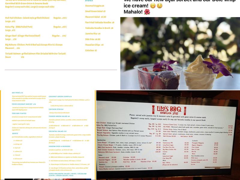 Lilo's Hawaiian BBQ The Dalles Menu