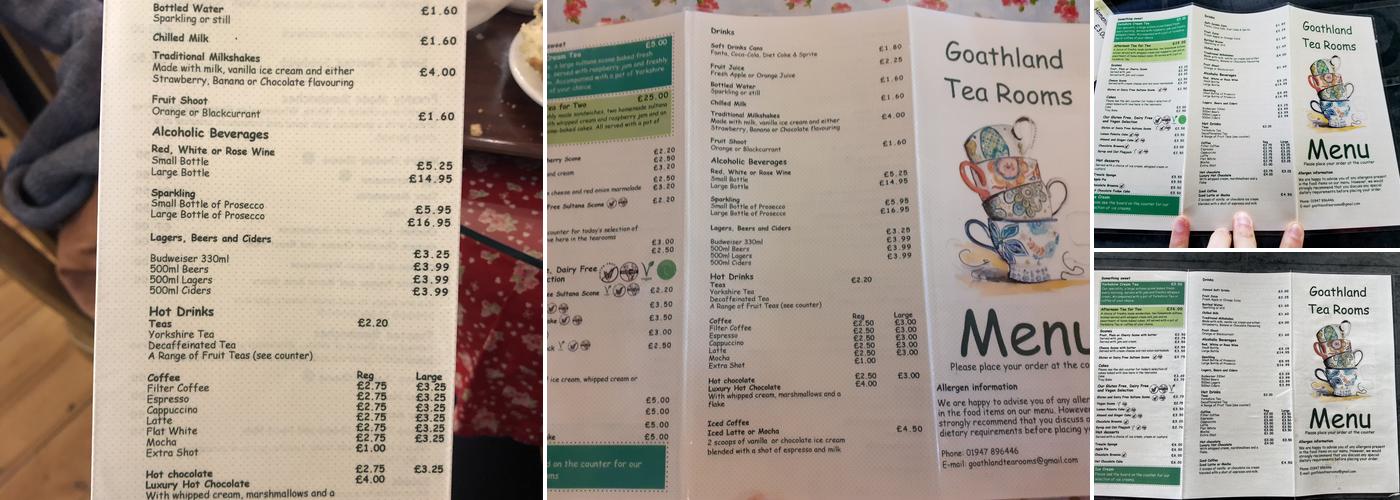 Goathland Tea Rooms Menu