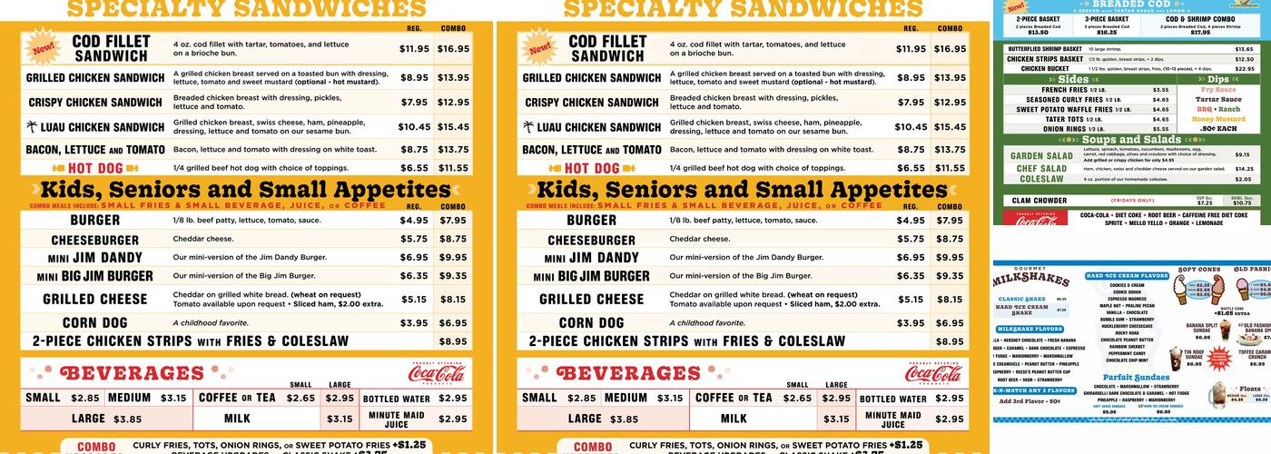Big Jim's Drive In Restaurant Menu