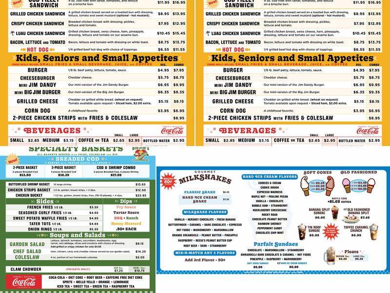 Big Jim's Drive In Restaurant Menu