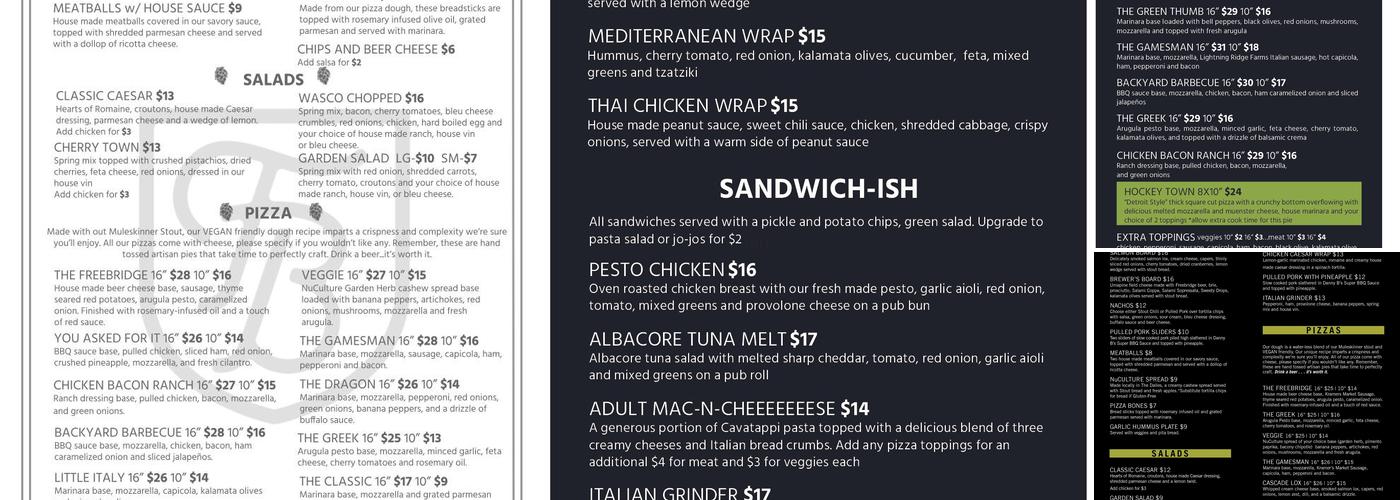 Freebridge Brewing Menu