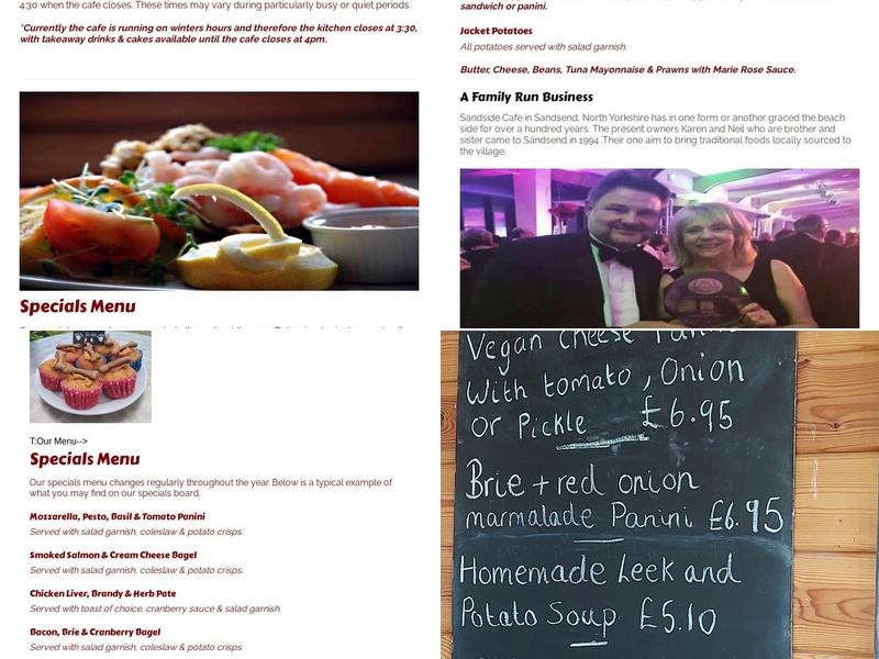 Sandside Cafe Menu