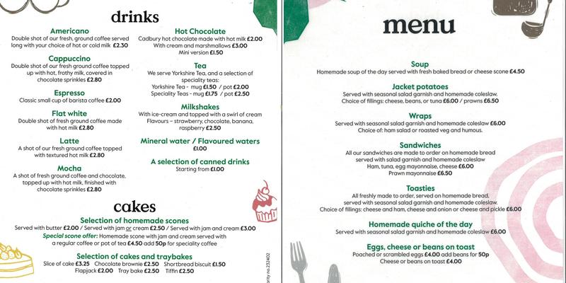 Botton Village Cafe Menu