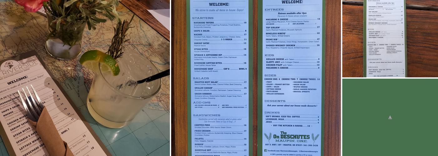 The Riverside Menu