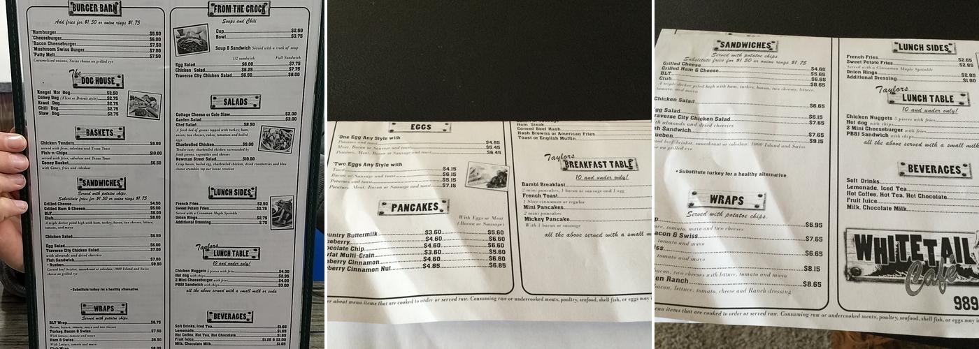 Whitetail Cafe Menu
