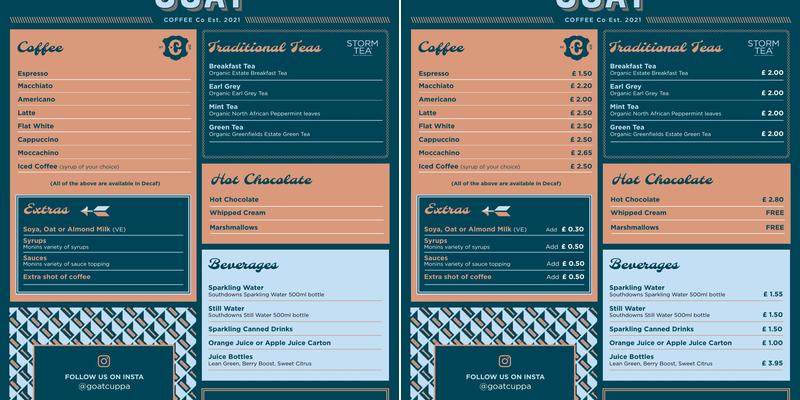 GOAT Coffee Co. Menu