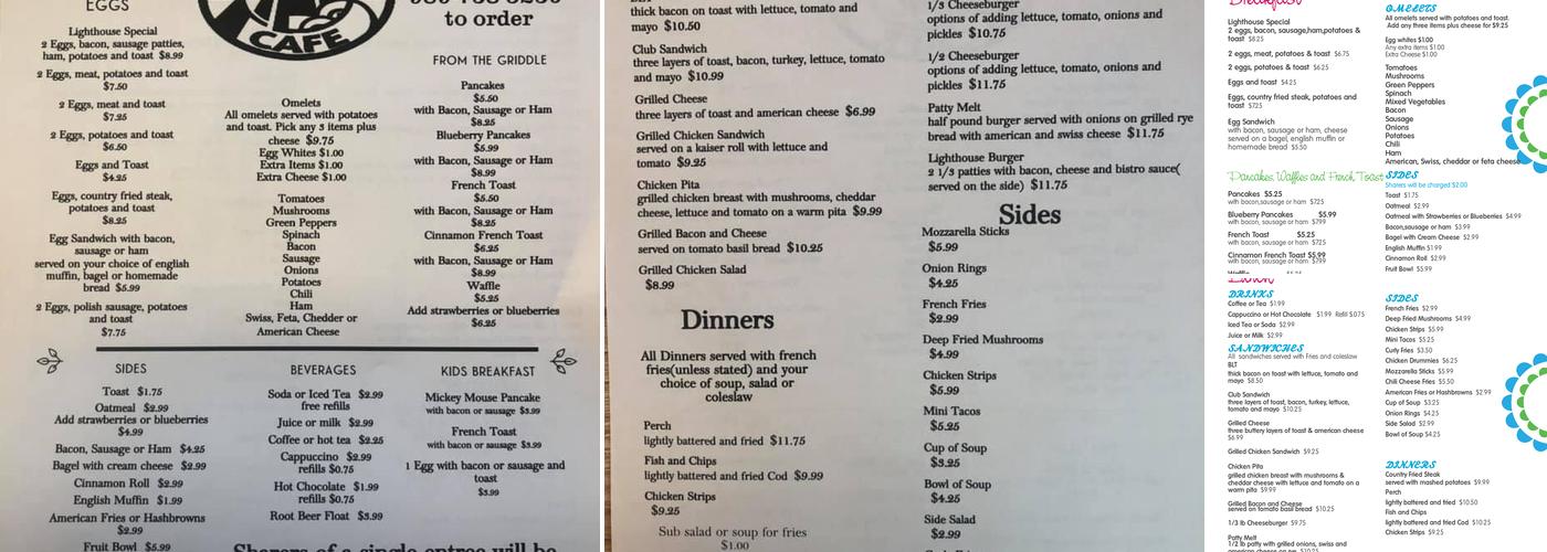 Lighthouse Cafe Menu