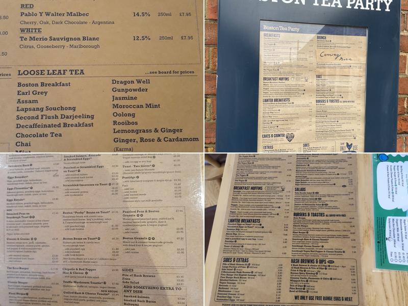 Boston Tea Party Menu
