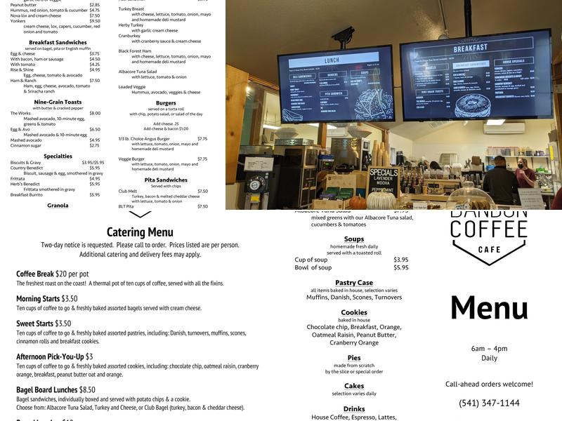 Bandon Coffee Cafe Menu