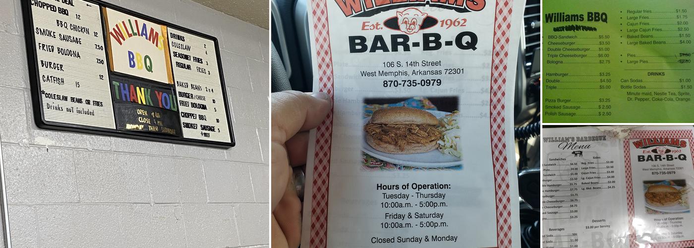 William's Bar-B-Q Menu