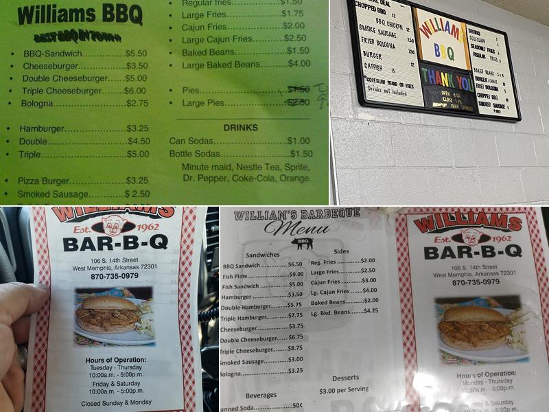 William's Bar-B-Q Menu