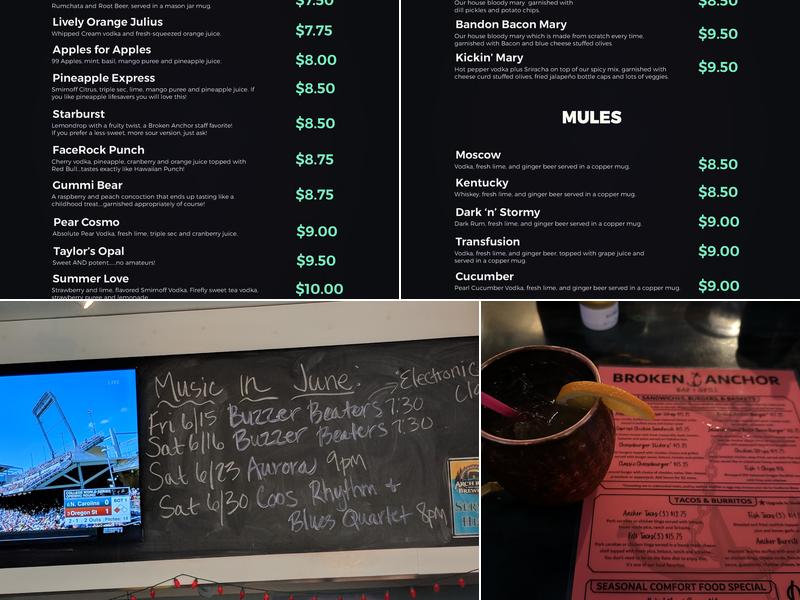 Broken Anchor Bar and Grill Menu