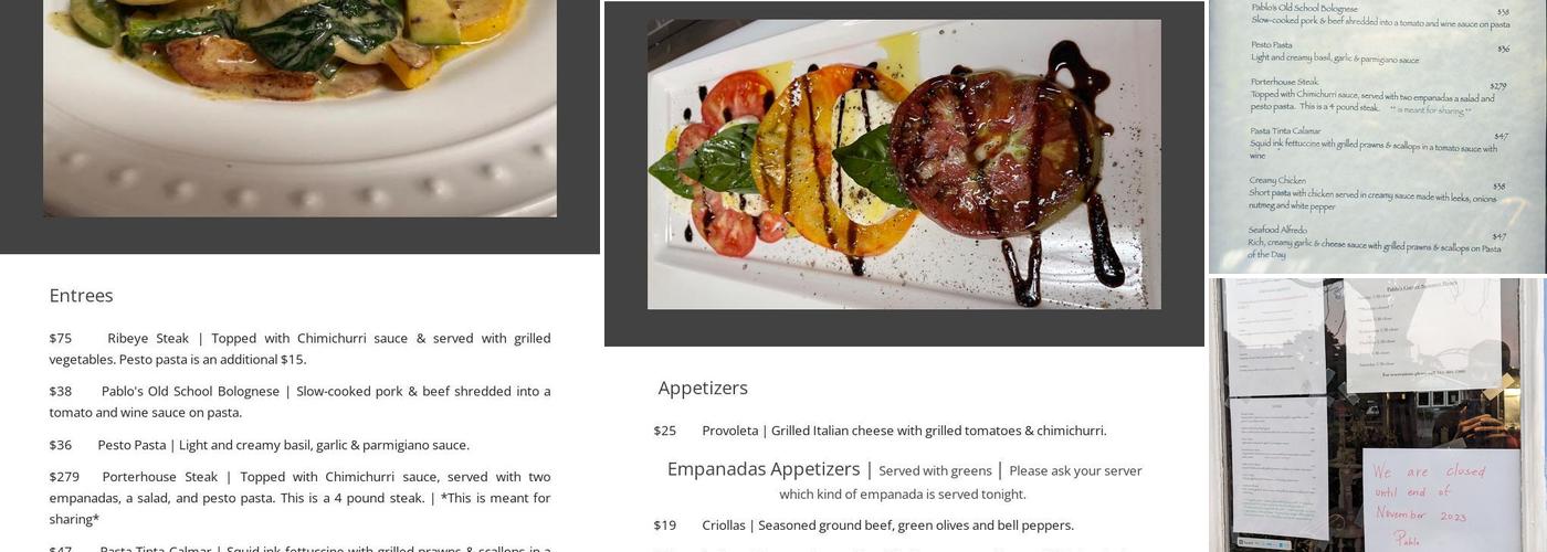 Pablo’s Corner Menu