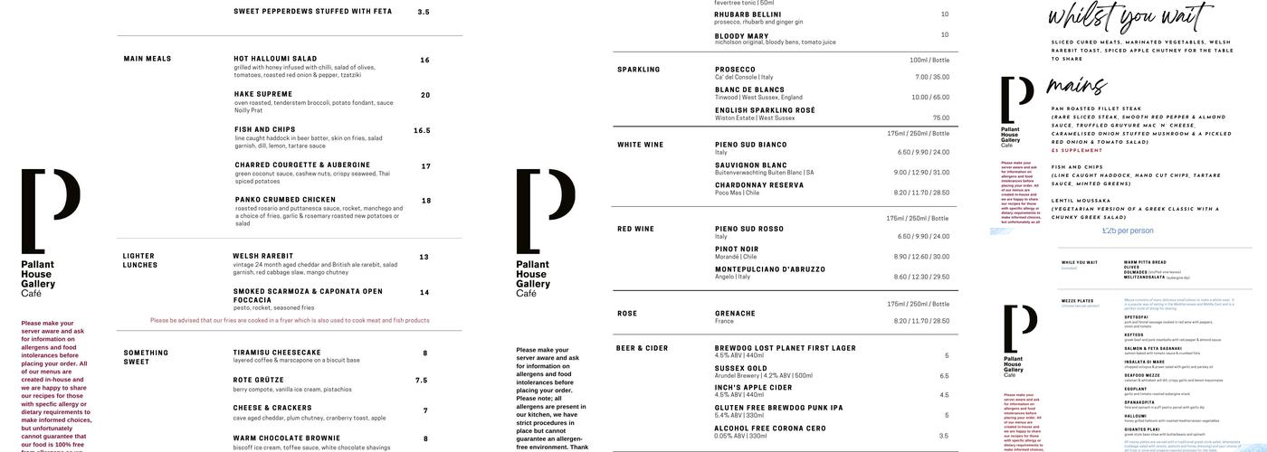 Pallant Cafe chichester Menu