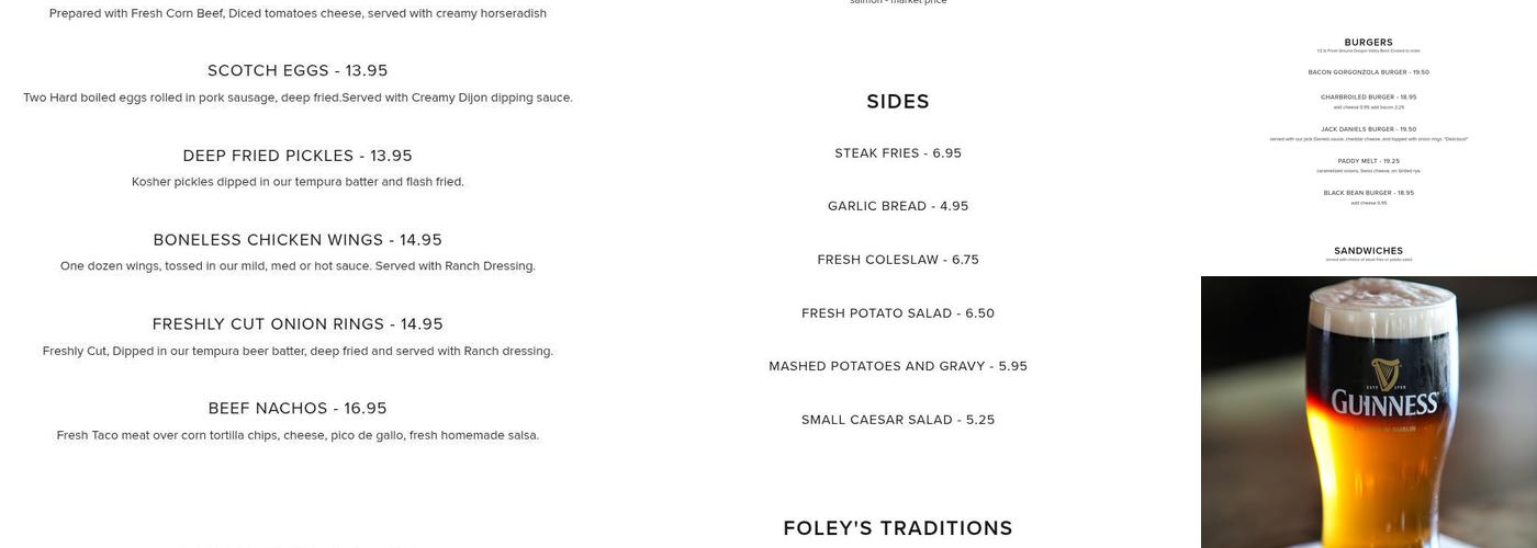 Foley's Menu