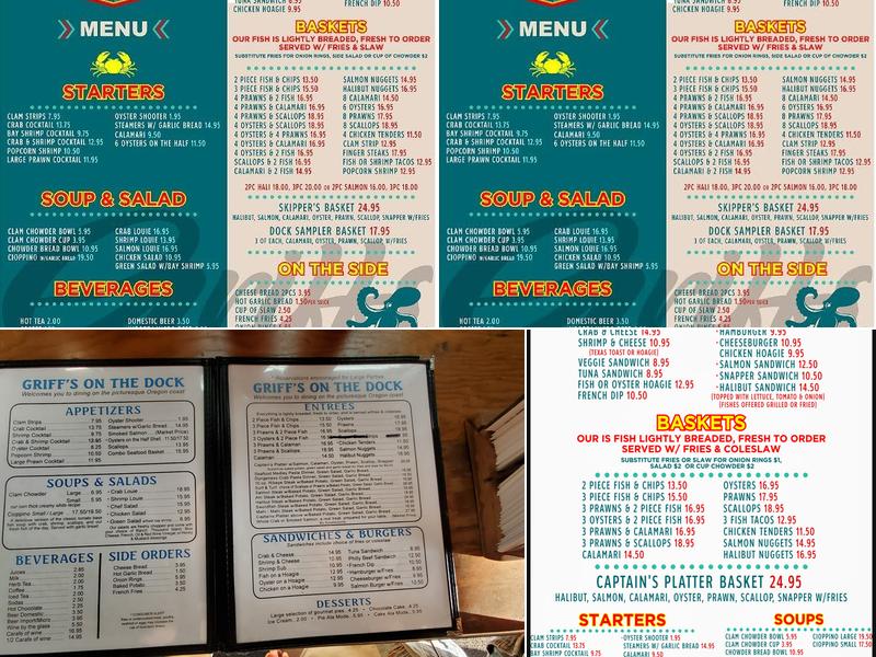 Griff's On the Dock Menu