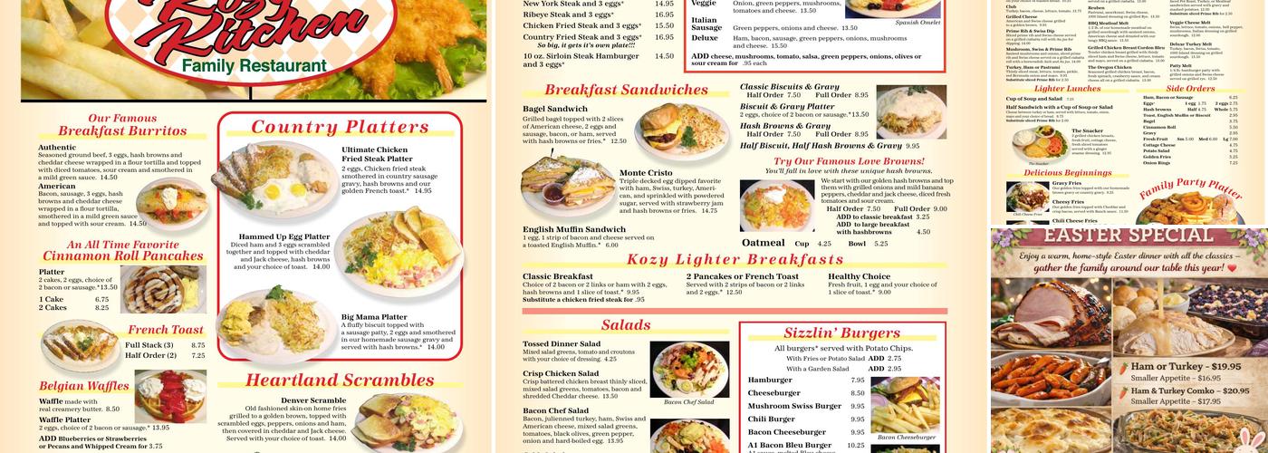 Kozy Kitchen Menu