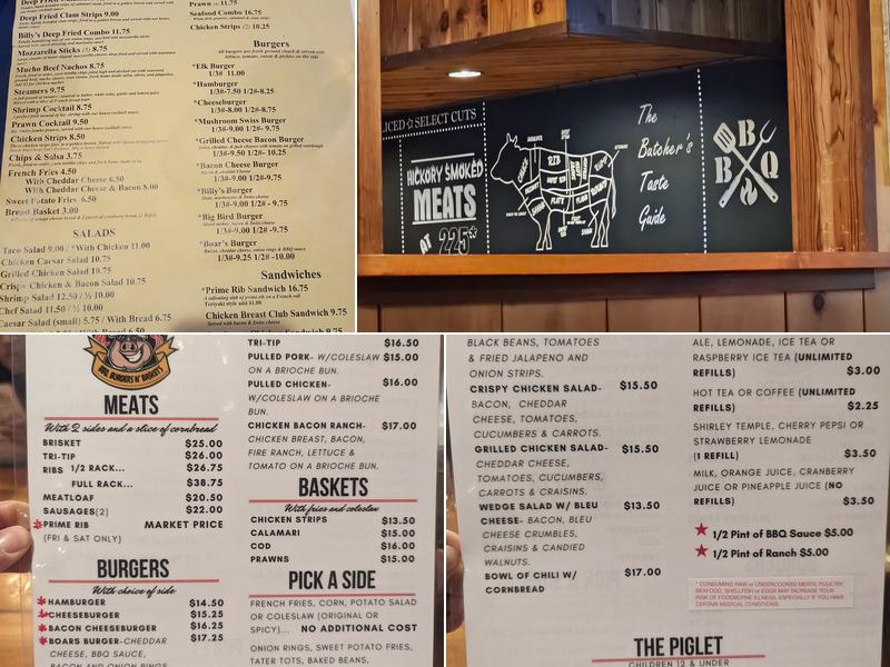 Billy Smoothboars Menu