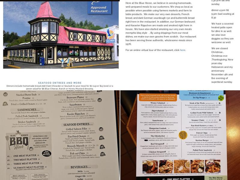 Blue Heron Bistro Menu