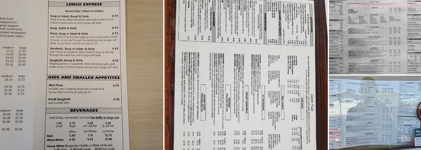 Dave's Pizza Menu