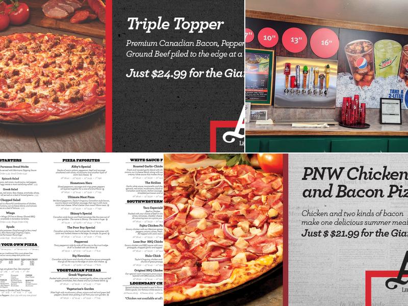 Abby's Legendary Pizza Menu