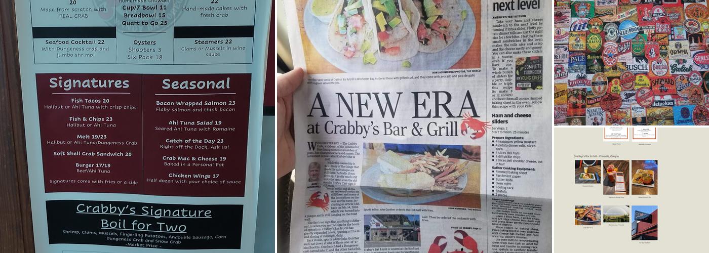 Crabby's Bar & Grill Menu