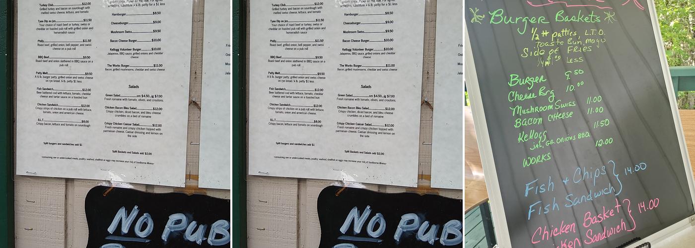 Tyee Landing Menu